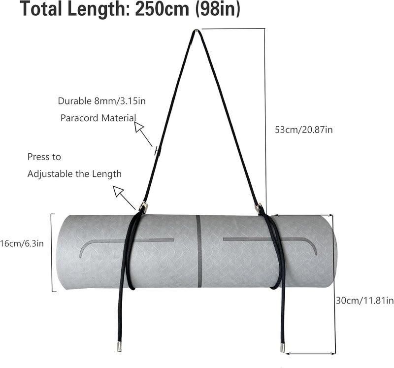DAOSUN Yoga Mat Strap - 8MM Adjustable Paracord Carrier for Carrying Yoga Mats, Camping Pads & Blankets (Strap Only) - Image 3